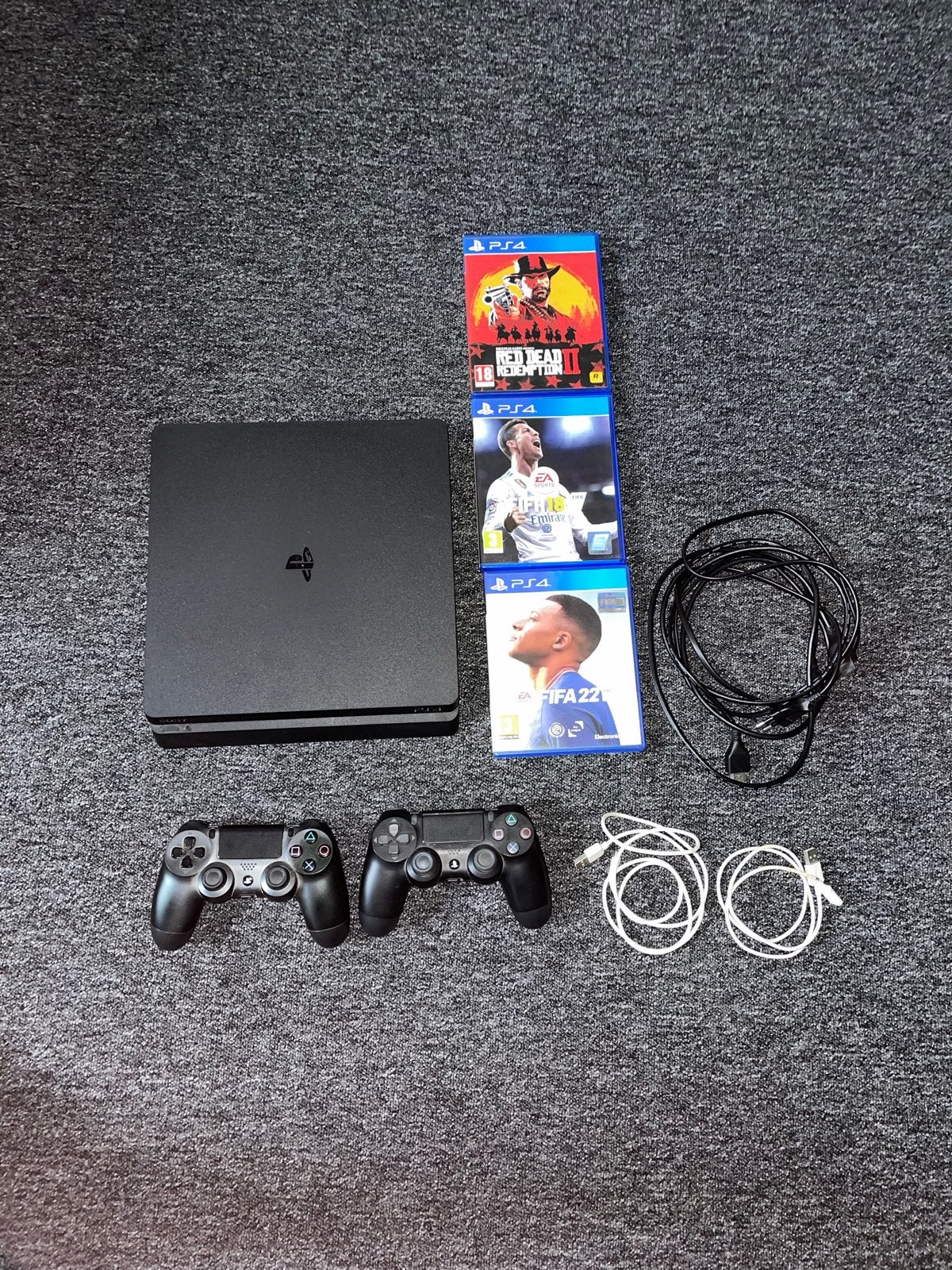 PlayStation 4 Slim 500GB met 2 controllers en 3 games, Met 2 controllers, Ophalen of Verzenden, Slim, 500 GB