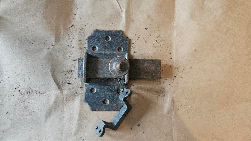 Antiek Frans Schuifslot - Rustiek IJzeren Deurslot, Antiek en Kunst, Ophalen of Verzenden