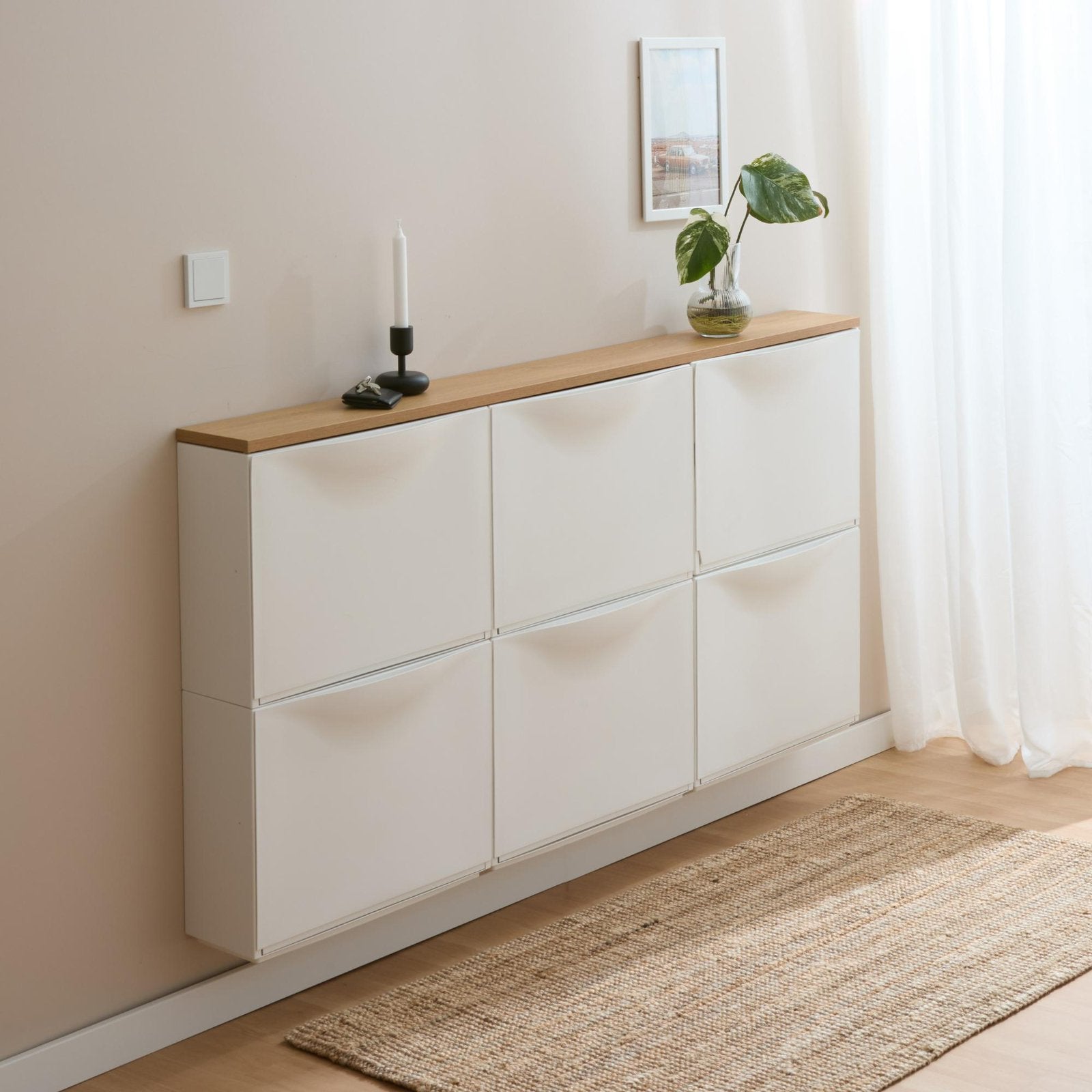 Ikea Trones schoenenkast met houten blad - 6 vakken, Huis en Inrichting, Ophalen, Zo goed als nieuw
