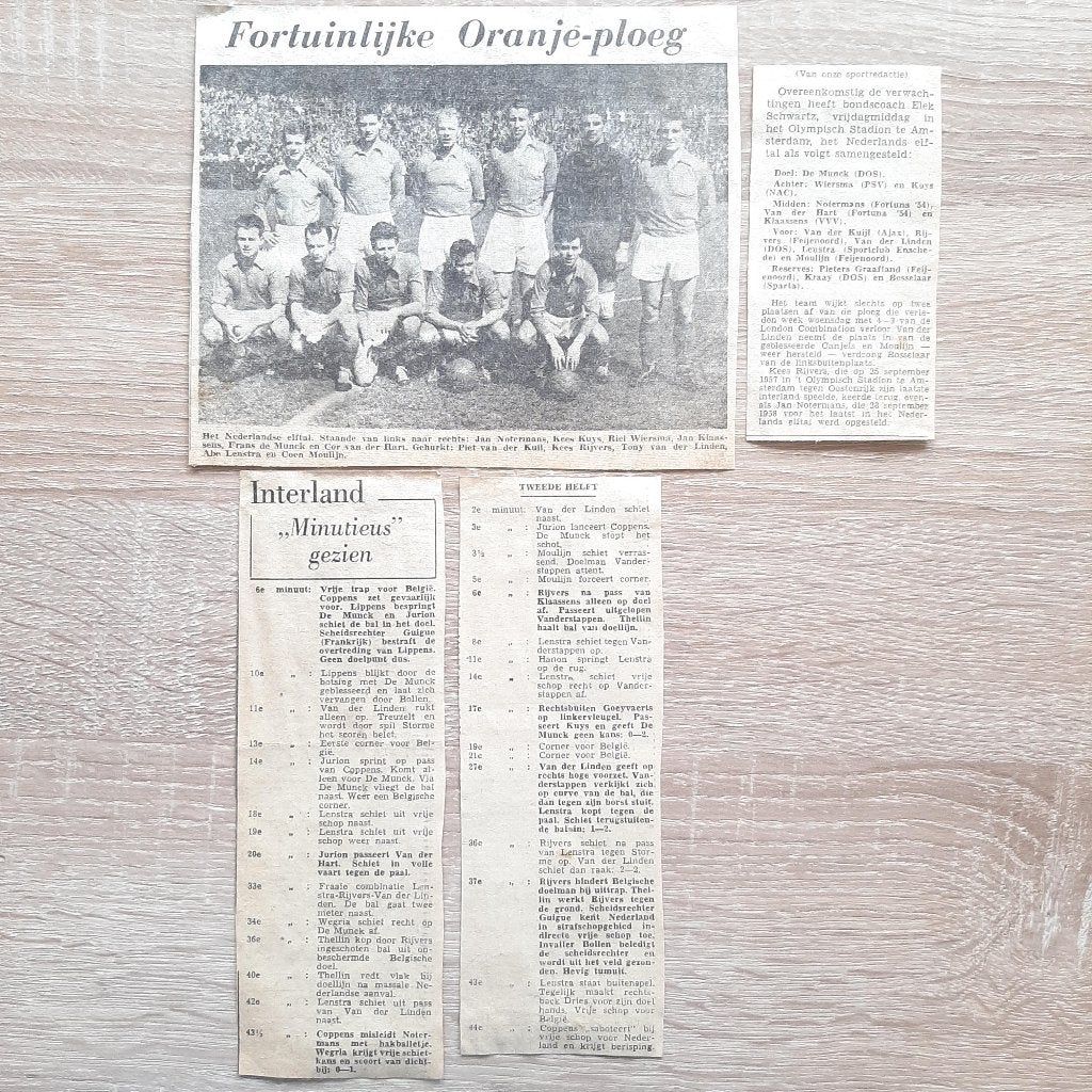 Artikel Nederland- Belgie  minutieus gezien 1959 uitlag 2-2, Verzamelen, Verzenden, Gebruikt, Overige binnenlandse clubs, Poster, Plaatje of Sticker