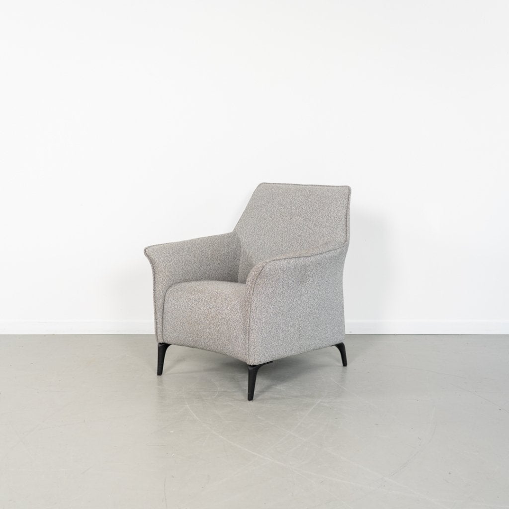 2x Leolux Mayuro Fauteuil Grijs Stof Gemêleerd - Zwart Frame, Huis en Inrichting, Niet ingevuld, Minder dan 75 cm, Niet ingevuld