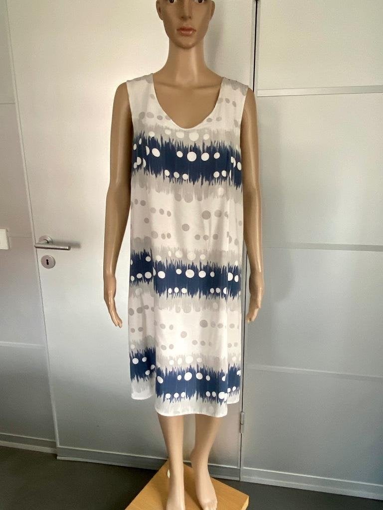 J438 La Fee Maraboutee maat 42=L jurk jurkje blauw/wit/grijs, La Fee Maraboutee, Blauw, Maat 42/44 (L), Ophalen of Verzenden