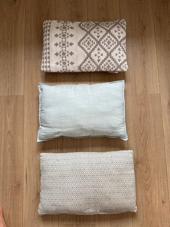 Set van 3 sierkussens - diverse kleuren en patronen, Ophalen, Overige merken, Gebruikt, Meerkleurig