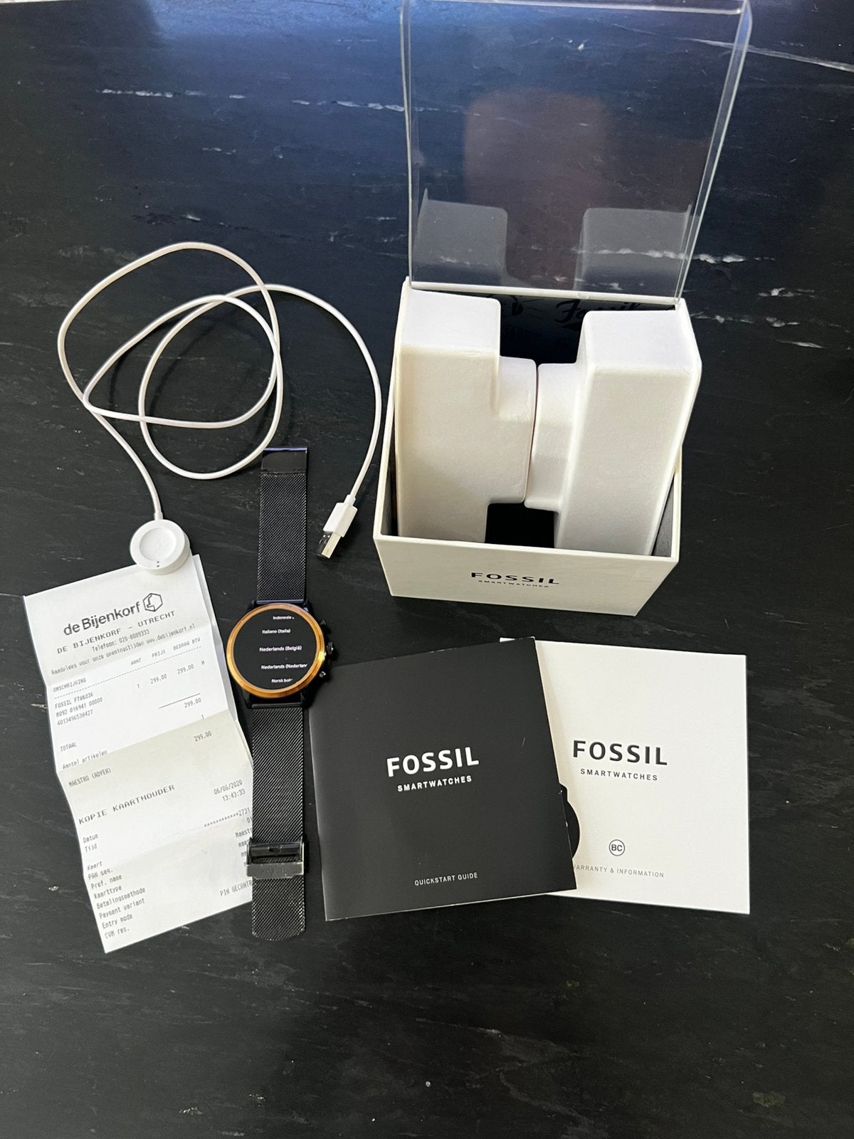 Fossil smartwatch gen 5, Ophalen, Zo goed als nieuw, Zwart, Android