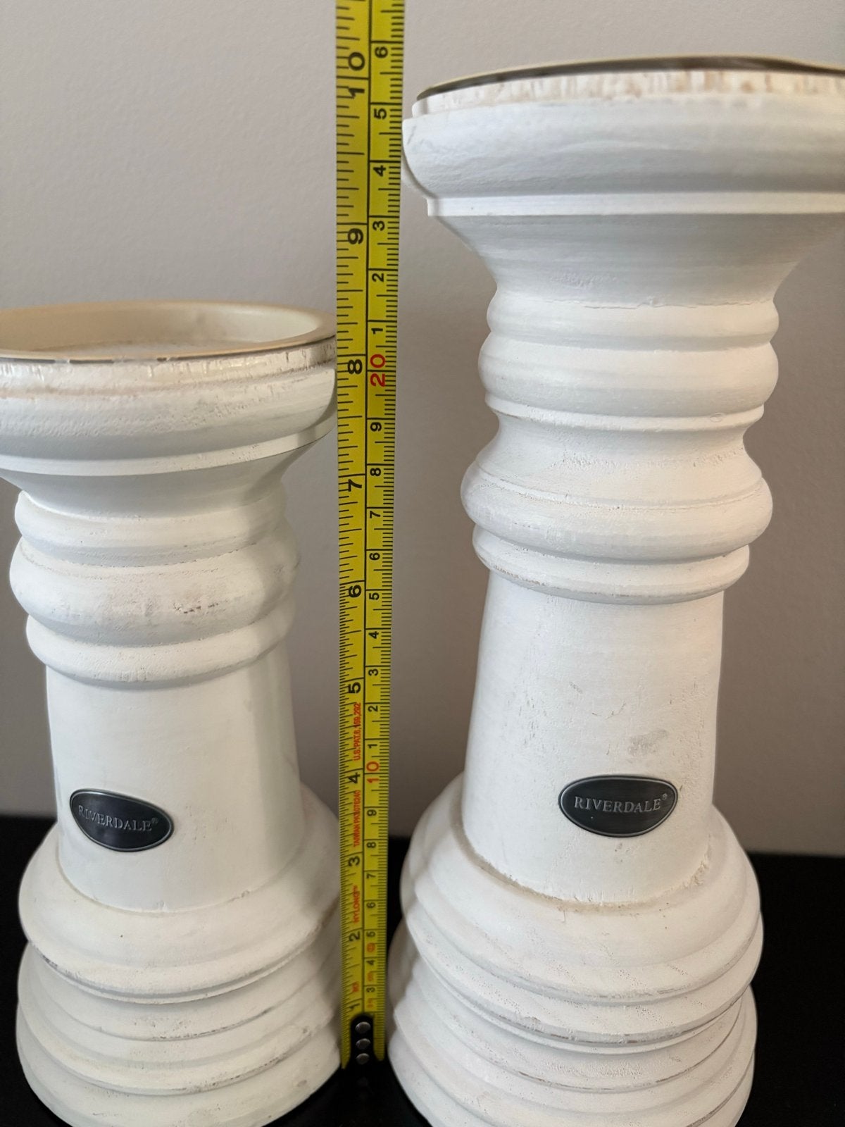 Set van 2 Riverdale kandelaars, wit, 20 en 25 cm hoog, Riverdale, Gebruikt, ., Wit