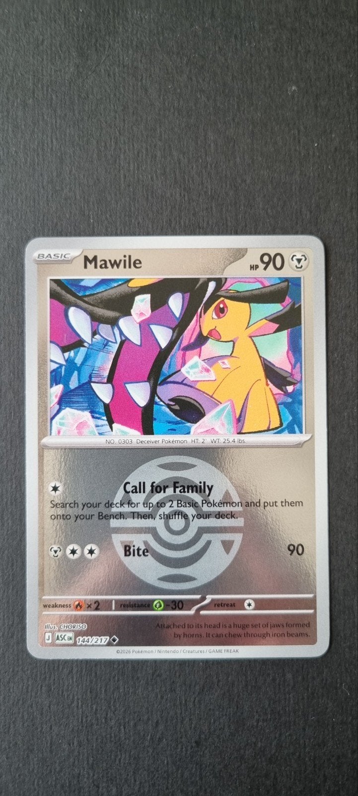 Mawile Pokéball XASC 144/217, Ophalen of Verzenden, Zo goed als nieuw, Losse kaart