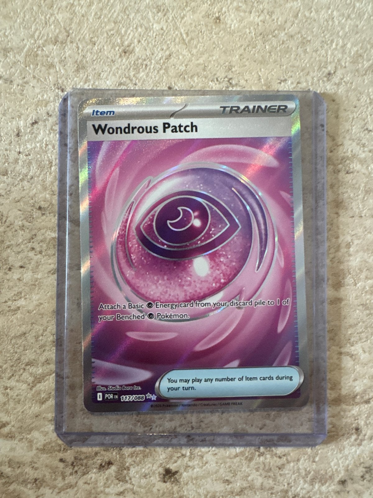 Pokémon TCG Wondrous Patch Trainer Kaart (Foil), Ophalen of Verzenden, Zo goed als nieuw, Losse kaart, Foil