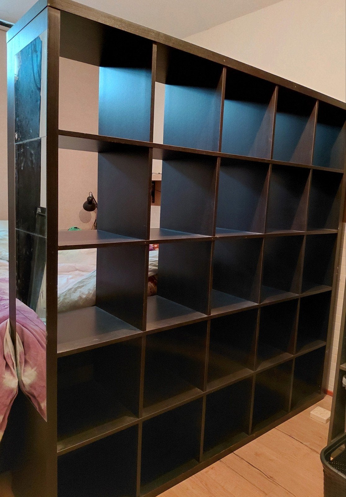 Ikea KALLAX open kast 5x5 vakken zwartbruin, Gebruikt, 150 tot 200 cm, Ophalen of Verzenden, 150 tot 200 cm