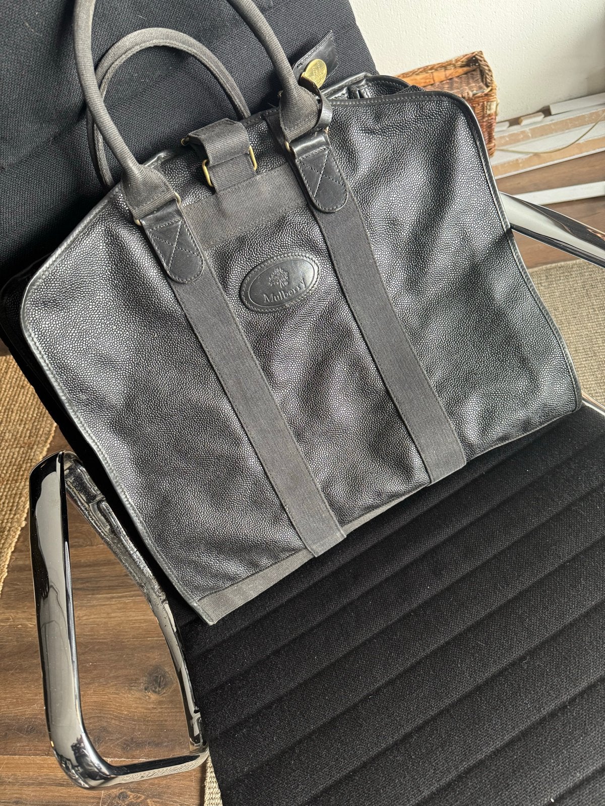 Mulberry Scotchgrain Pakkentas Zwart, 30 cm of meer, Gebruikt, Zwart, 55 tot 75 cm