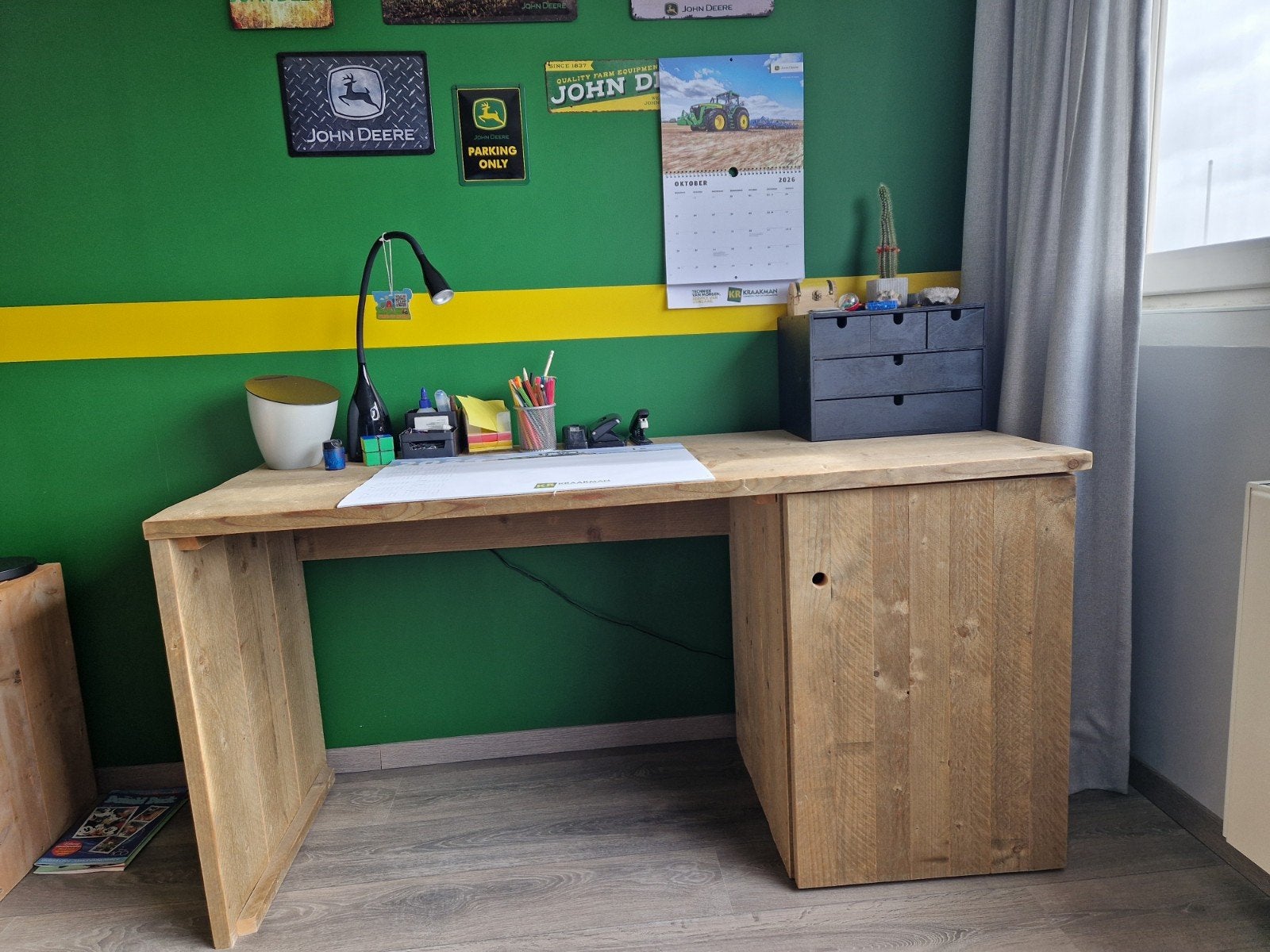 Bureau 150 cm breed steigerhouten, als nieuw, Ophalen, 150 cm, Zo goed als nieuw, Industrieel