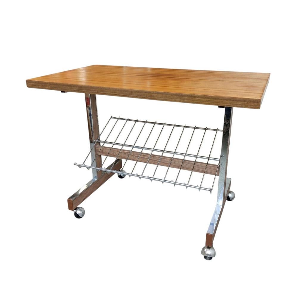 Vintage verrijdbare lectuurtafel, bijzettafel, Huis en Inrichting, Ophalen, Gebruikt, Onbekend, Onbekend