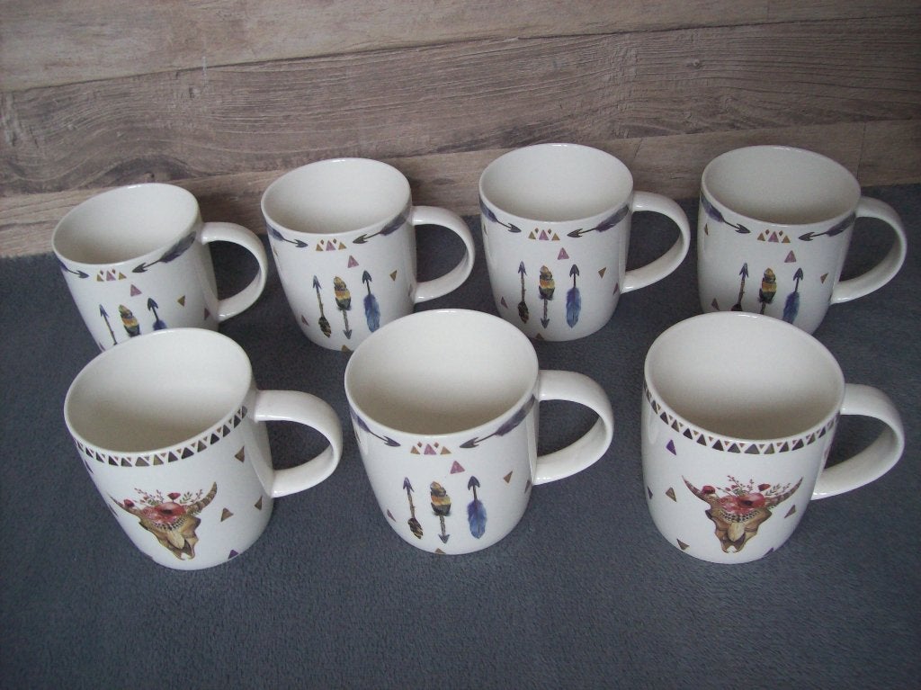 7x mok / beker keramiek met oor - van de Xenos - Nieuw, Keramiek, Nieuw, Ophalen of Verzenden, Overige stijlen