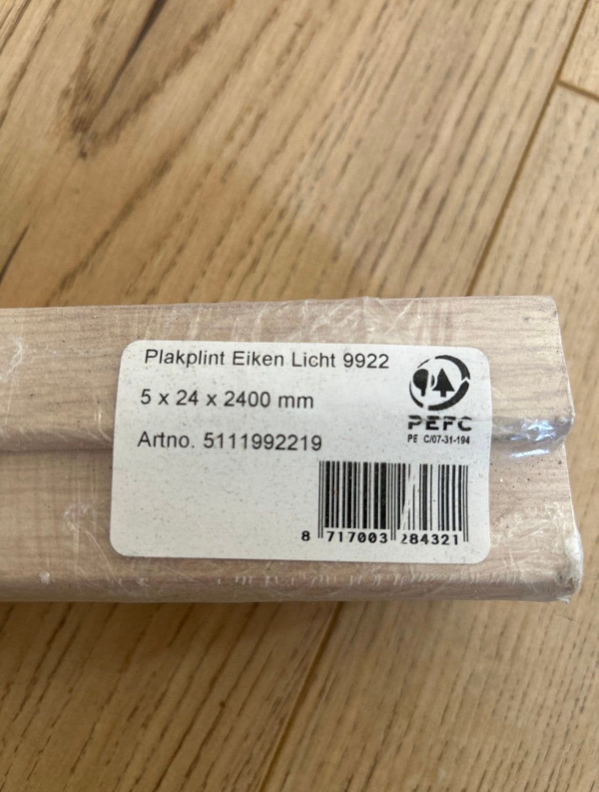 Afwerkplinten plakplinten Eiken Licht 5x24x2400 mm, Ophalen, Nieuw, Mdf, 200 tot 250 cm