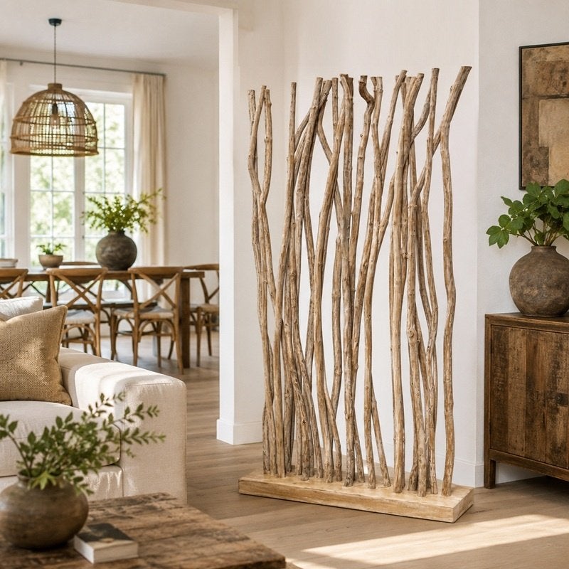 Kamerscherm Teak Takken Kamerverdeler Roomdivider Teakhout, Info@dehanzeherten.nl, De Hanze Herten BV, Nieuw, Ophalen of Verzenden
