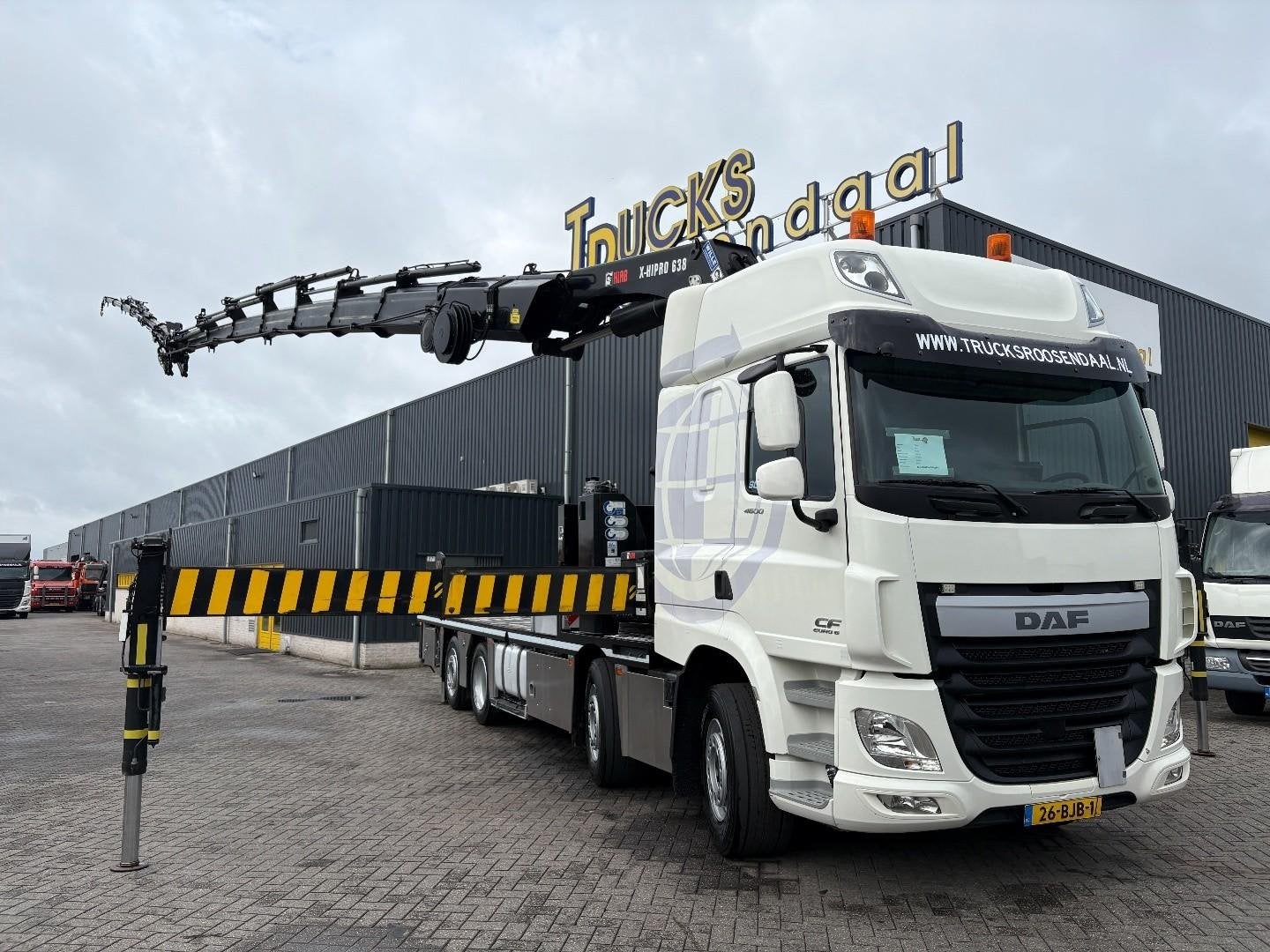DAF CF 460 + HIAB HIPRO 638 E-8.--- 8X EXT. + JIB 150X --- 5, Automaat, 460 pk, Euro 6, Wit