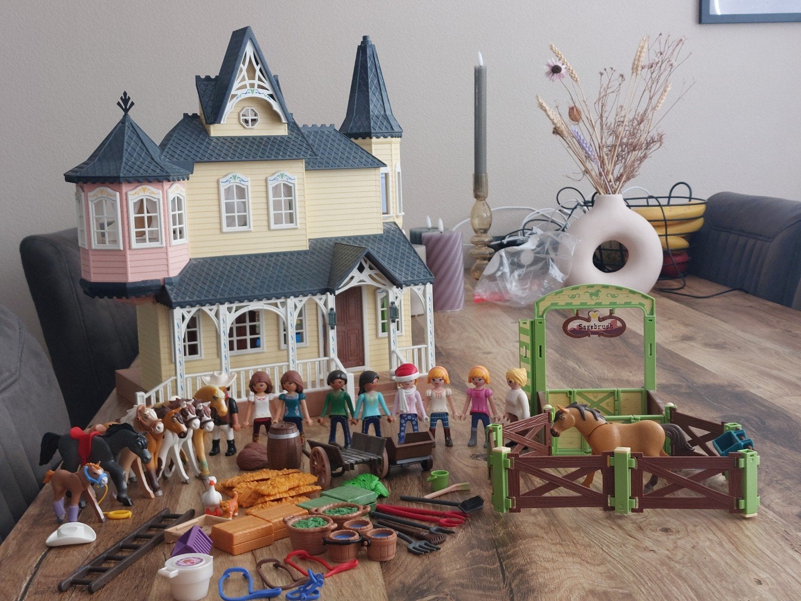 Playmobil Paardenstal en Groot Landhuis Set, Ophalen of Verzenden, Gebruikt, Jongen of Meisje