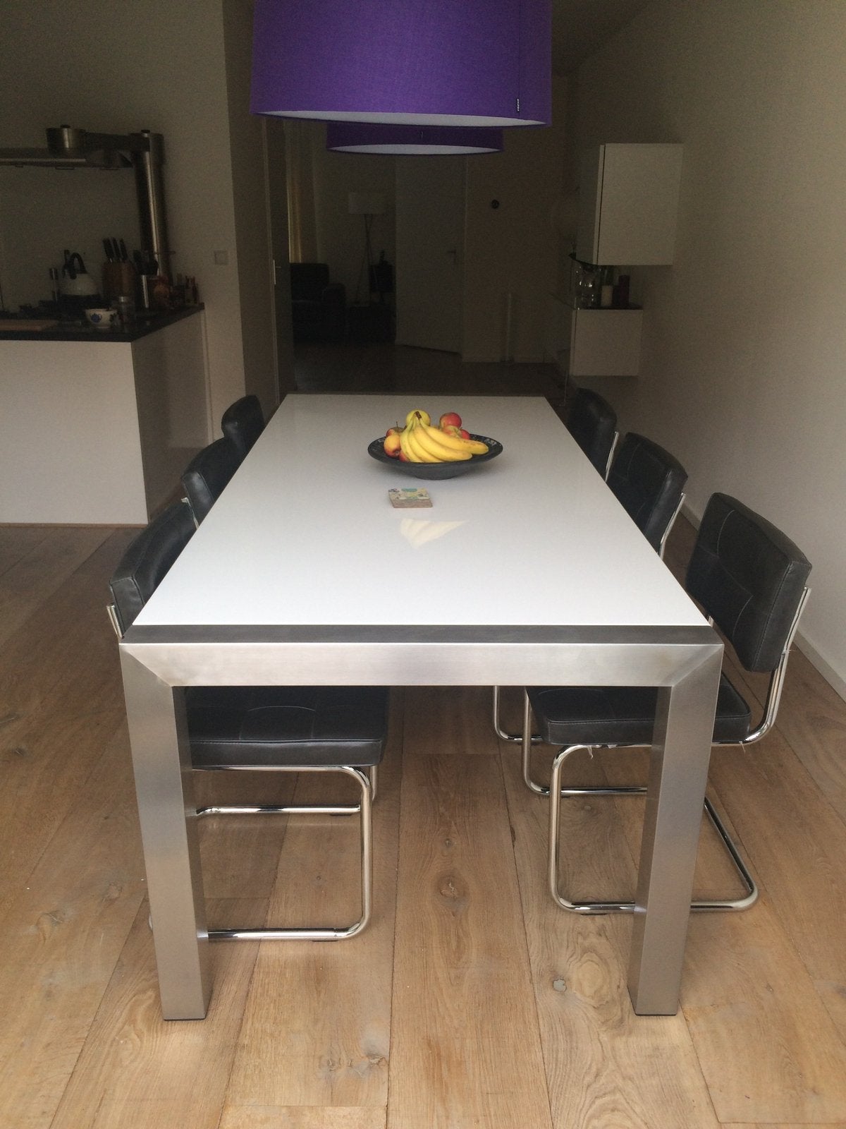 Eettafel hoogglans wit 240x100, Huis en Inrichting, Tafels | Eettafels, Gebruikt, 100 tot 150 cm, Strak. Modern, 200 cm of meer