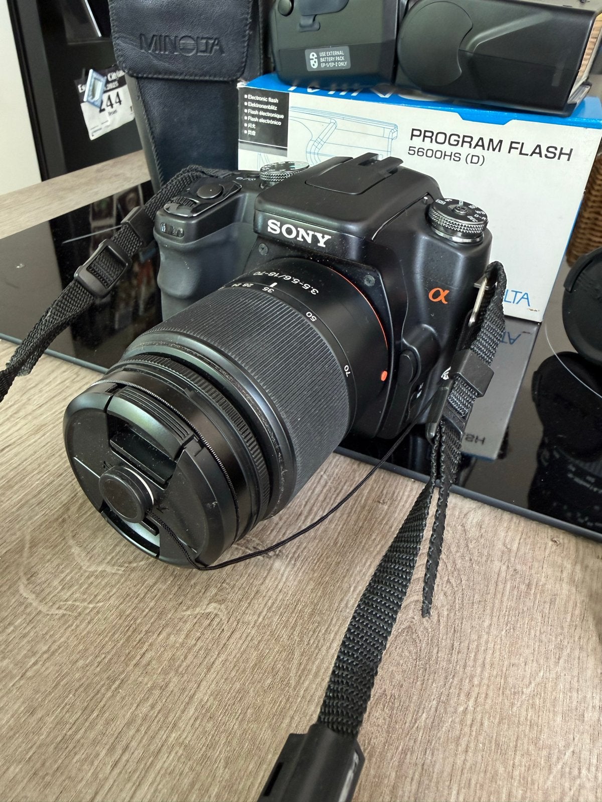 Sony A100 Alpha DSLR Camera met 70-300mm Lens & Minolta 5600, Gebruikt, Spiegelreflex, Beeldstabilisatie, Ophalen of Verzenden