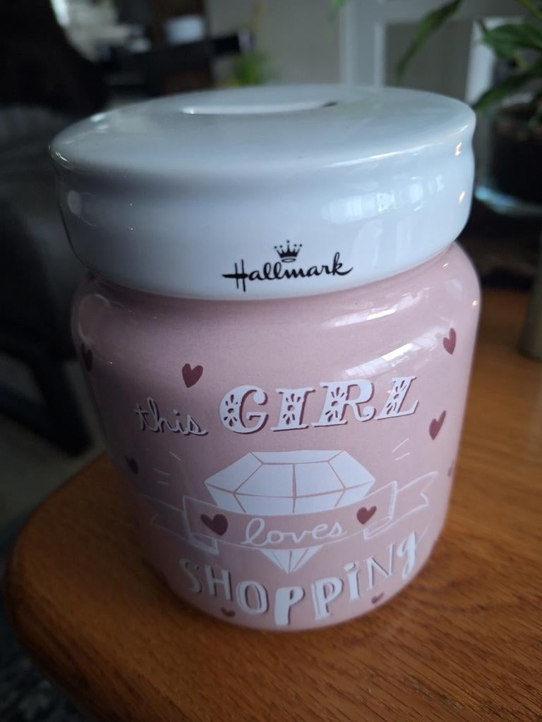 Hallmark Spaarpot "This Girl Loves Shopping" - Roze, Ophalen
