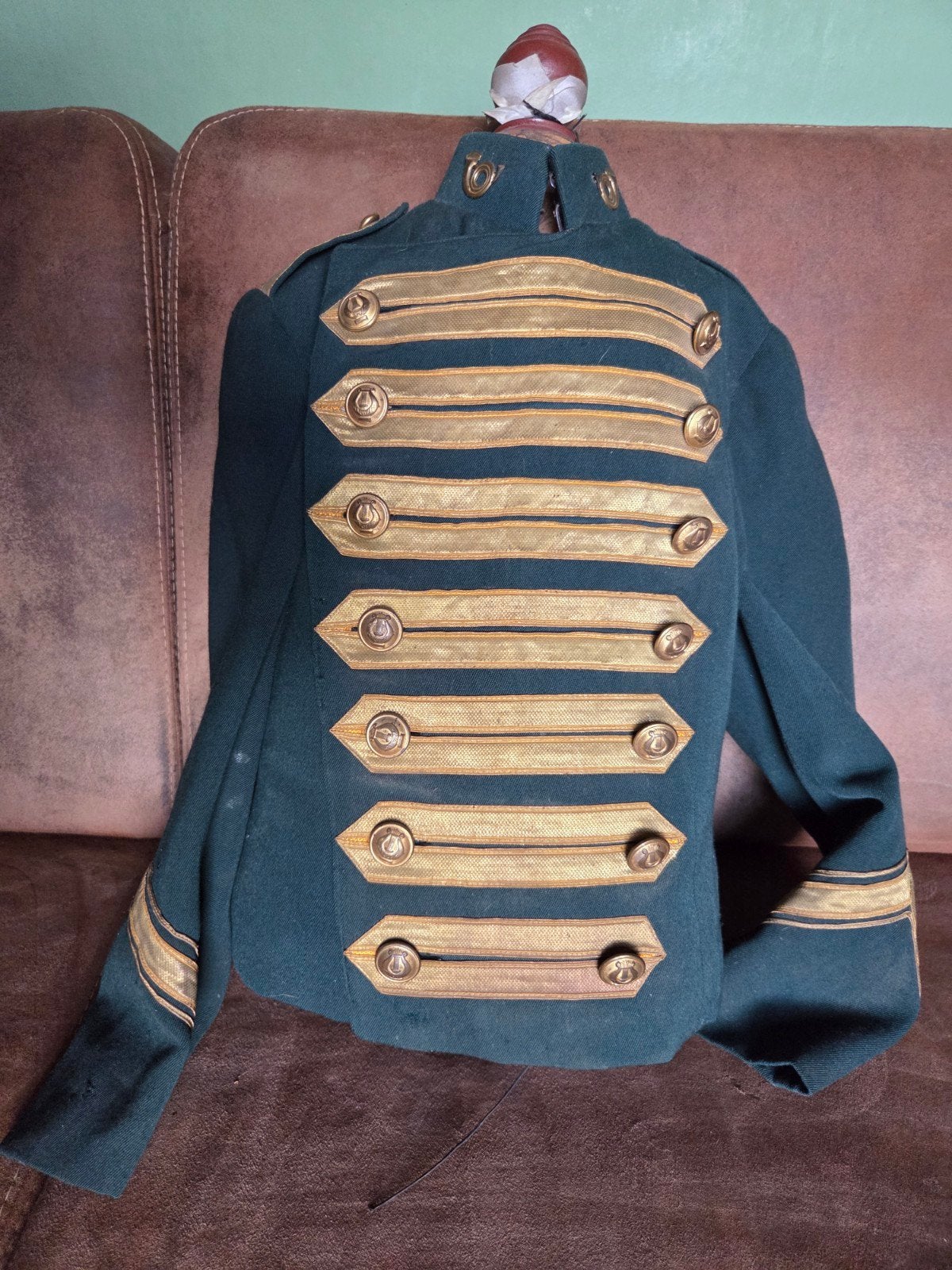 Vintage Militair Uniform Jas - Groen met Gouden Details, Ophalen of Verzenden