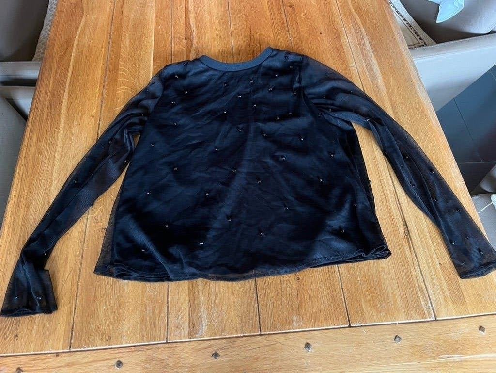 Zwarte voile Lofty Manner kraaltjes top, mt S, Verzenden, Zo goed als nieuw, Maat 36 (S), Zwart
