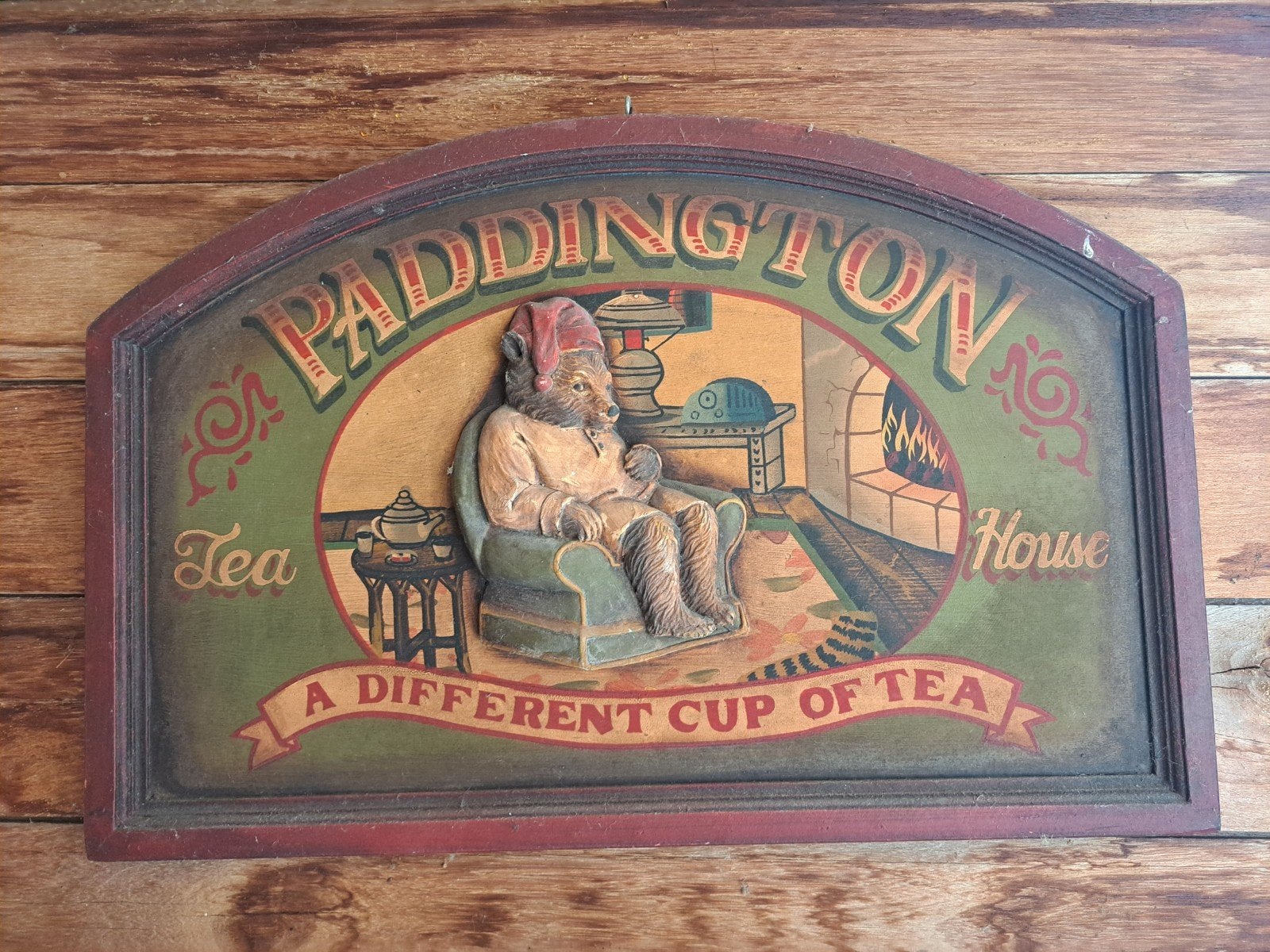 Vintage Paddington Tea House houten bord, Antiek en Kunst, Ophalen of Verzenden