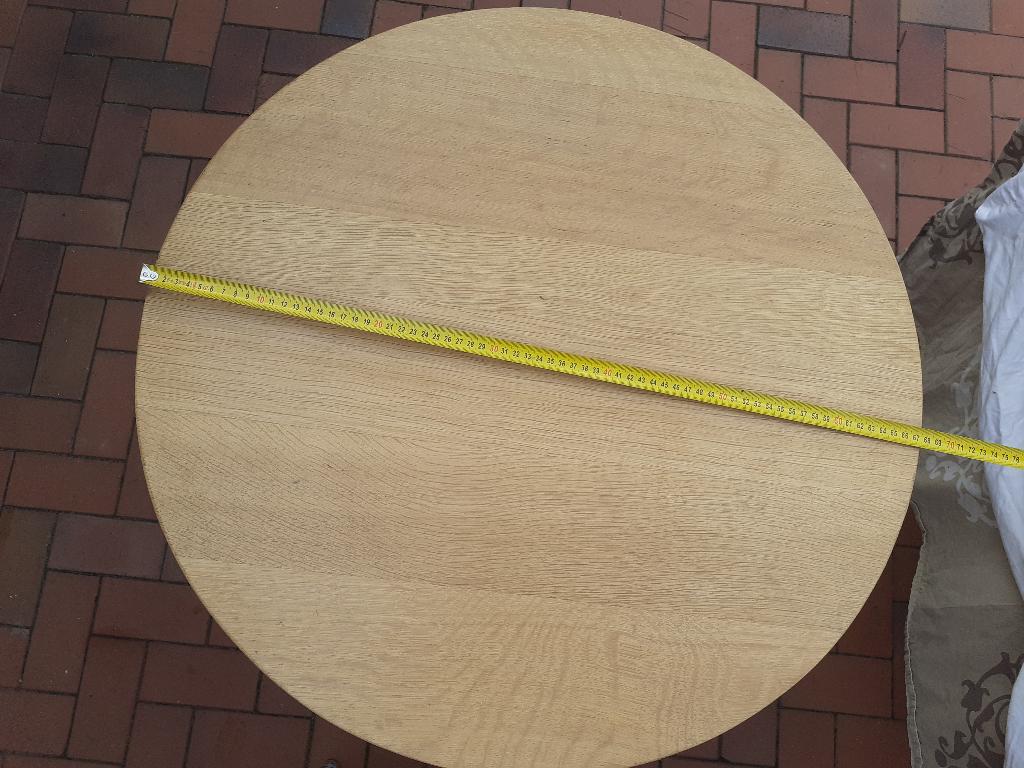 Ronde eiken 68 blad 4.5 dik staal poot 74 hoog tafel's tafel, Huis en Inrichting, Tafels | Bijzettafels, Ophalen, Minder dan 55 cm