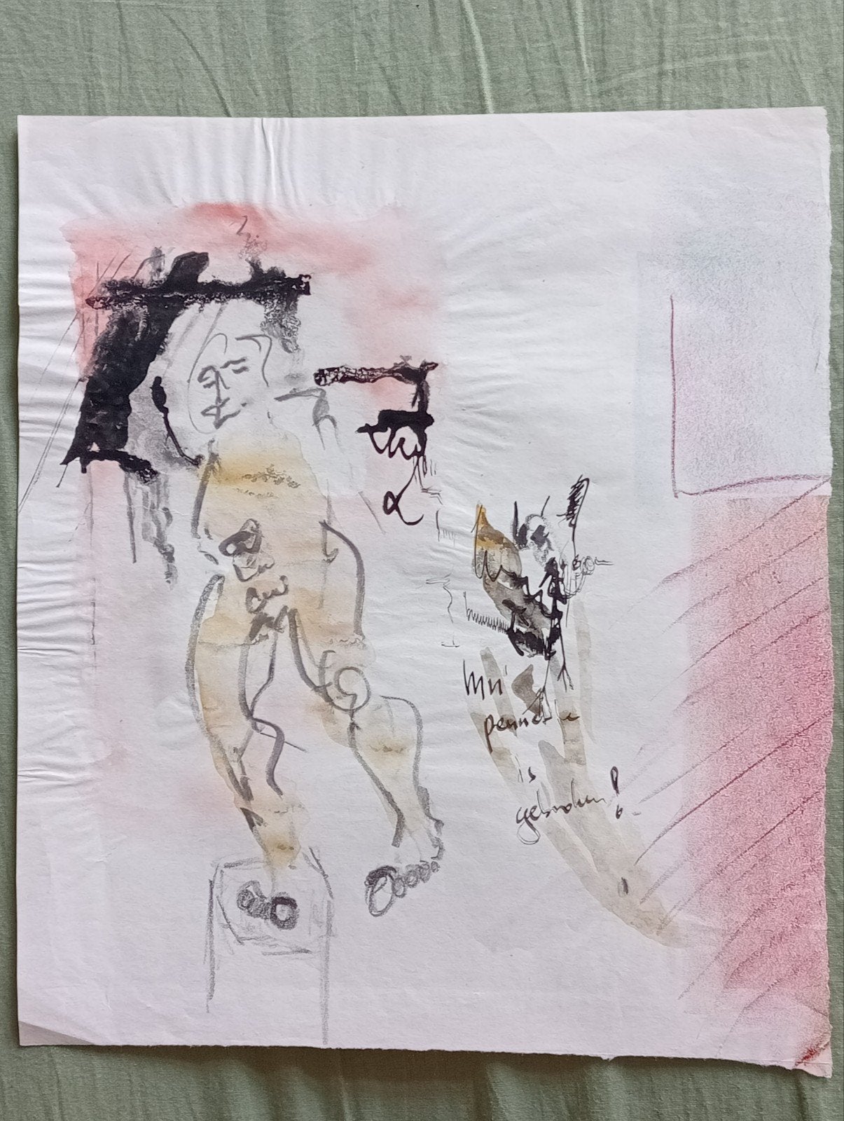 Tekening naakt figuur jaren 90, Antiek en Kunst, Ophalen of Verzenden