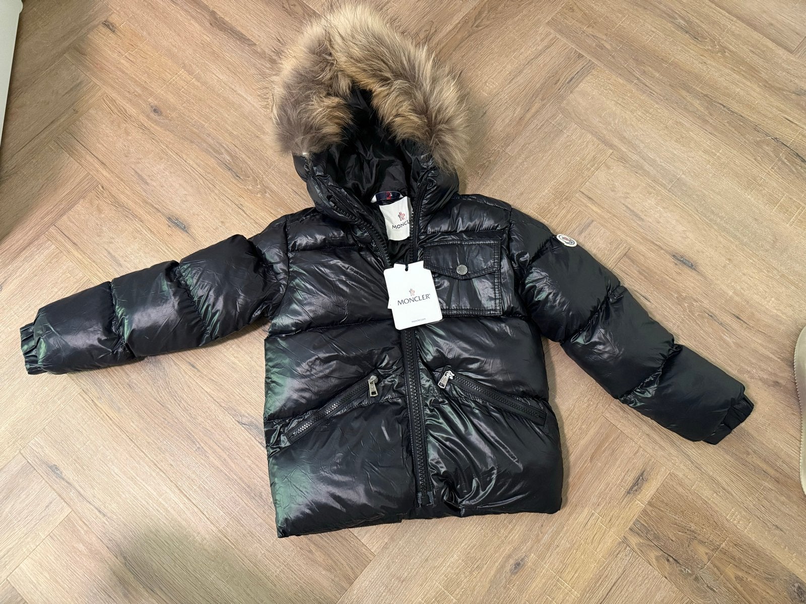 Moncler Puffer Jas met Bontkraag voor Kinderen - Zwart, Ophalen of Verzenden, Nieuw, Jongen of Meisje