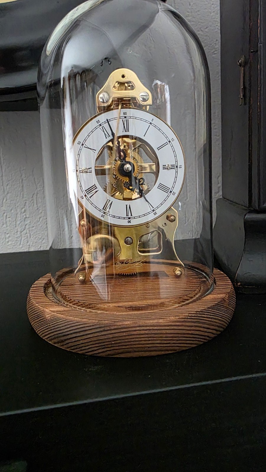 Kleine skeletklok onder stolp, Antiek en Kunst, Ophalen of Verzenden