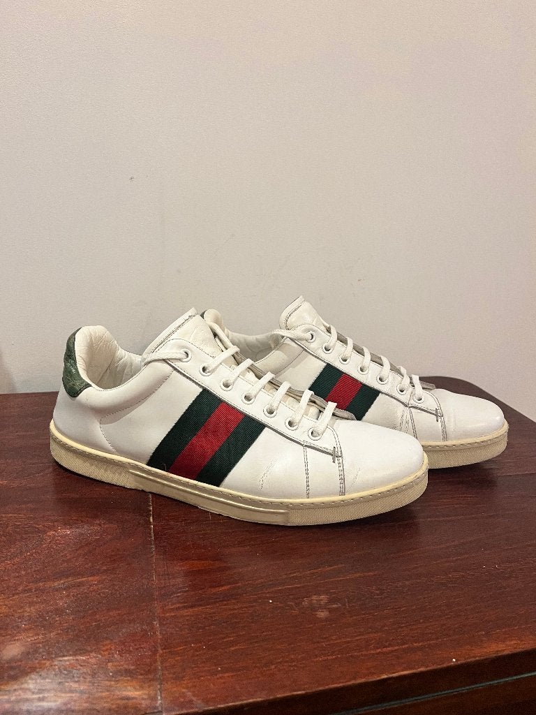 Gucci Ace sneakers maat 41 wit groen rood leer, Verzenden, Wit, Sneakers of Gympen, Gucci