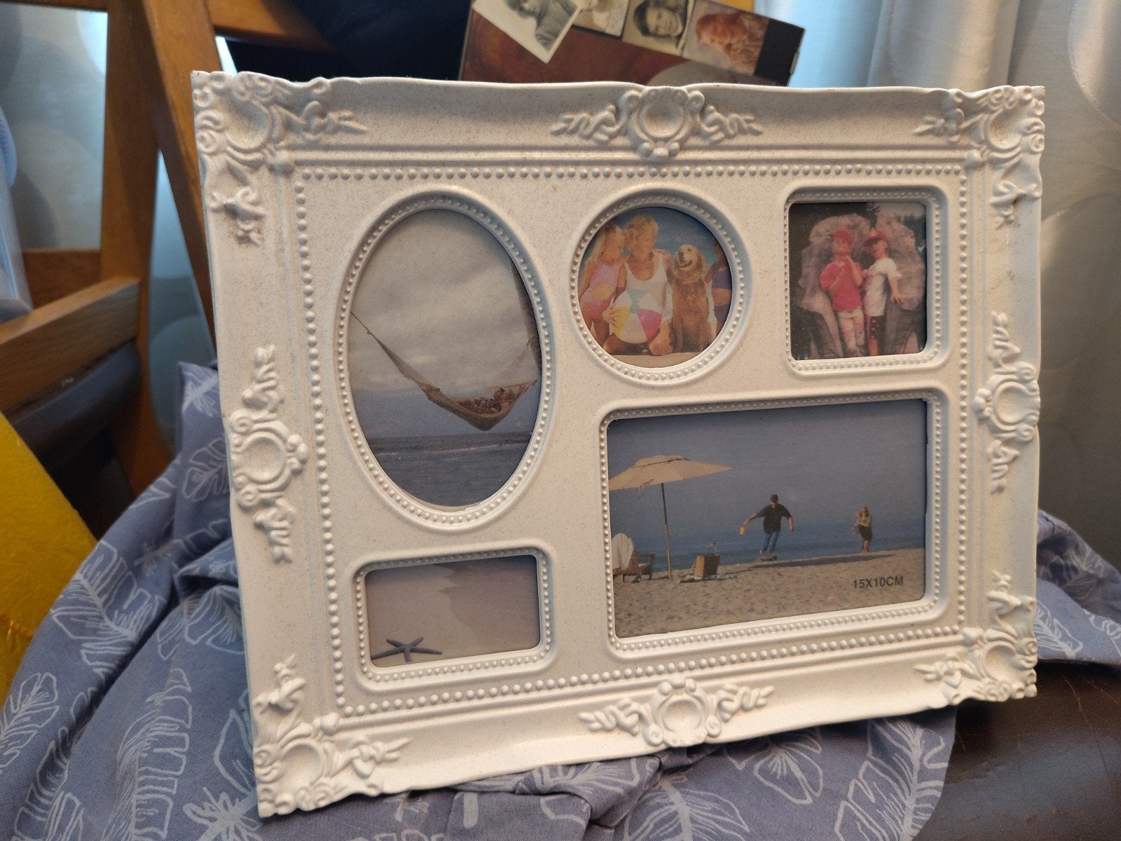 Witte kunststof fotolijst met 5 vakjes, Ophalen, Kunststof, Collagelijst, Zo goed als nieuw