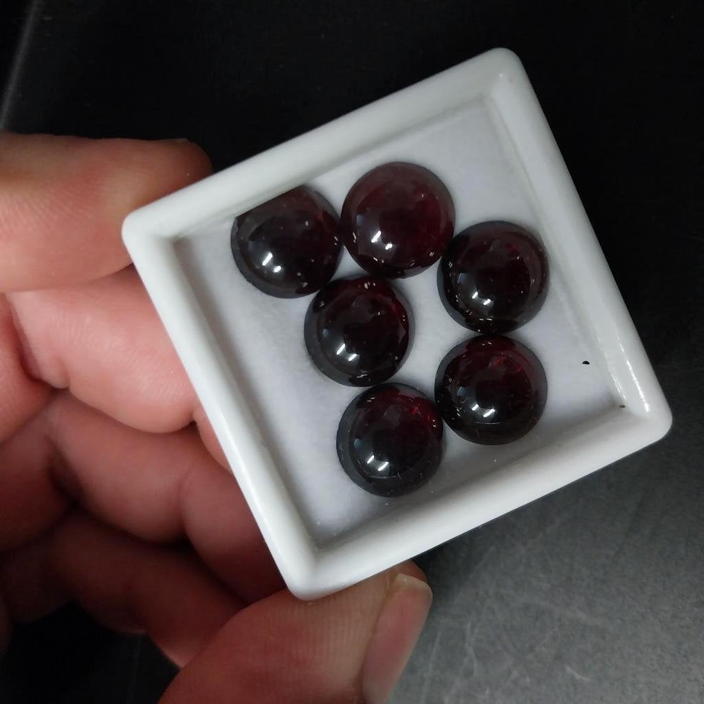 6 ronde granaat cabochons, Sieraden, Tassen en Uiterlijk, Edelstenen, Ophalen of Verzenden