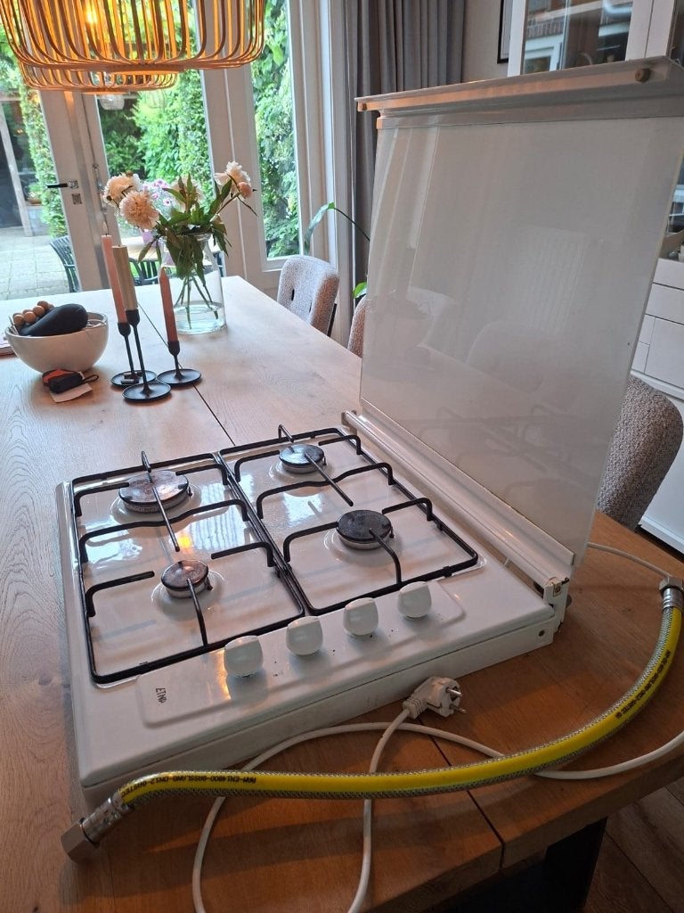 Witte Edna 4-pits gaskookplaat, Witgoed en Apparatuur, Kookplaten, Ophalen, Gebruikt, 4 kookzones, Gas