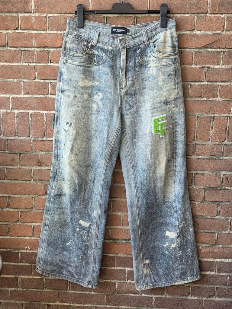 ÉÉN-TWEETJE Baggy Carpenter Jeans Acid Wash - Maat L, Blauw, Een tweetje, Ophalen of Verzenden, Zo goed als nieuw
