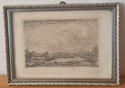 Ets 1908 Hendrik van Bloem Bergen noord hollandse duinen., Antiek en Kunst, Kunst | Etsen en Gravures, Ophalen