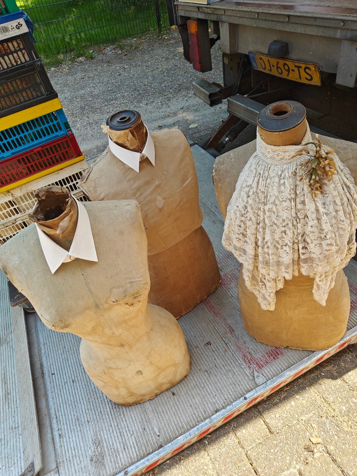 Antieke brocante paspop 3 stuk, Ophalen of Verzenden
