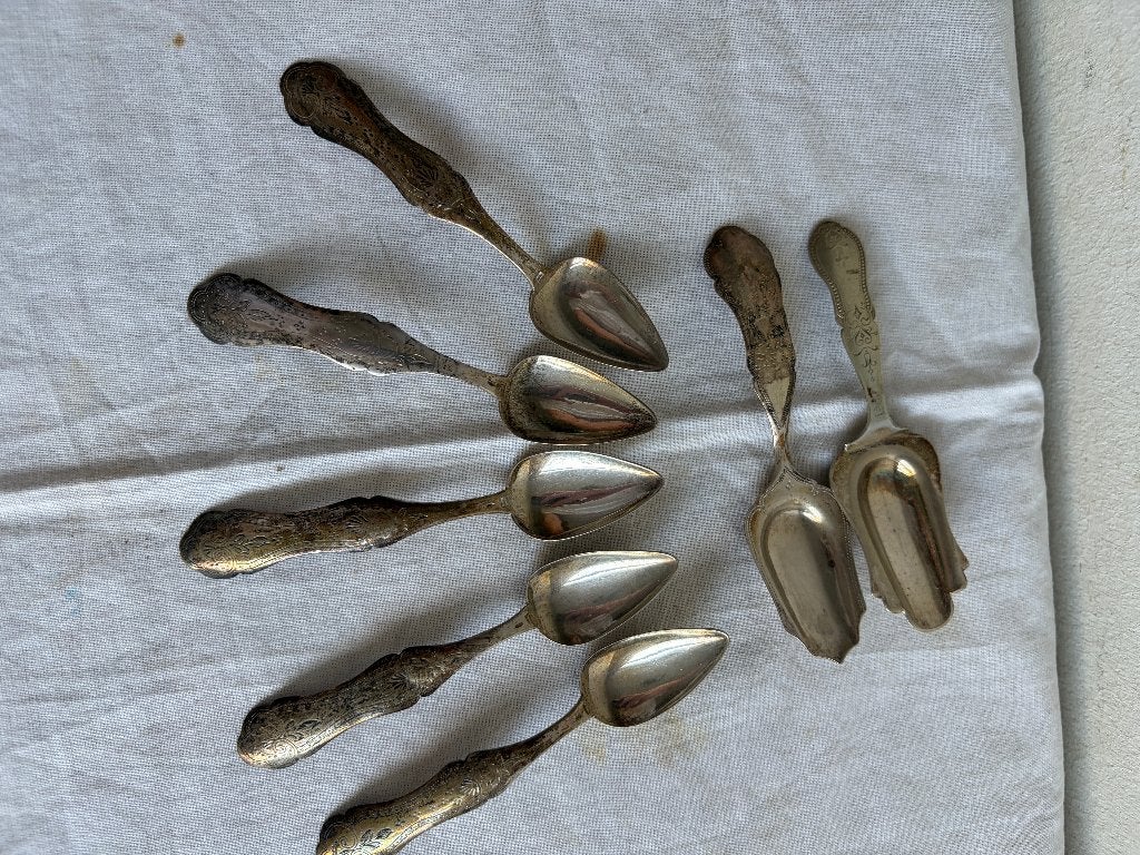 Zilveren vintage lepeltjes 7 stuks, Ophalen of Verzenden