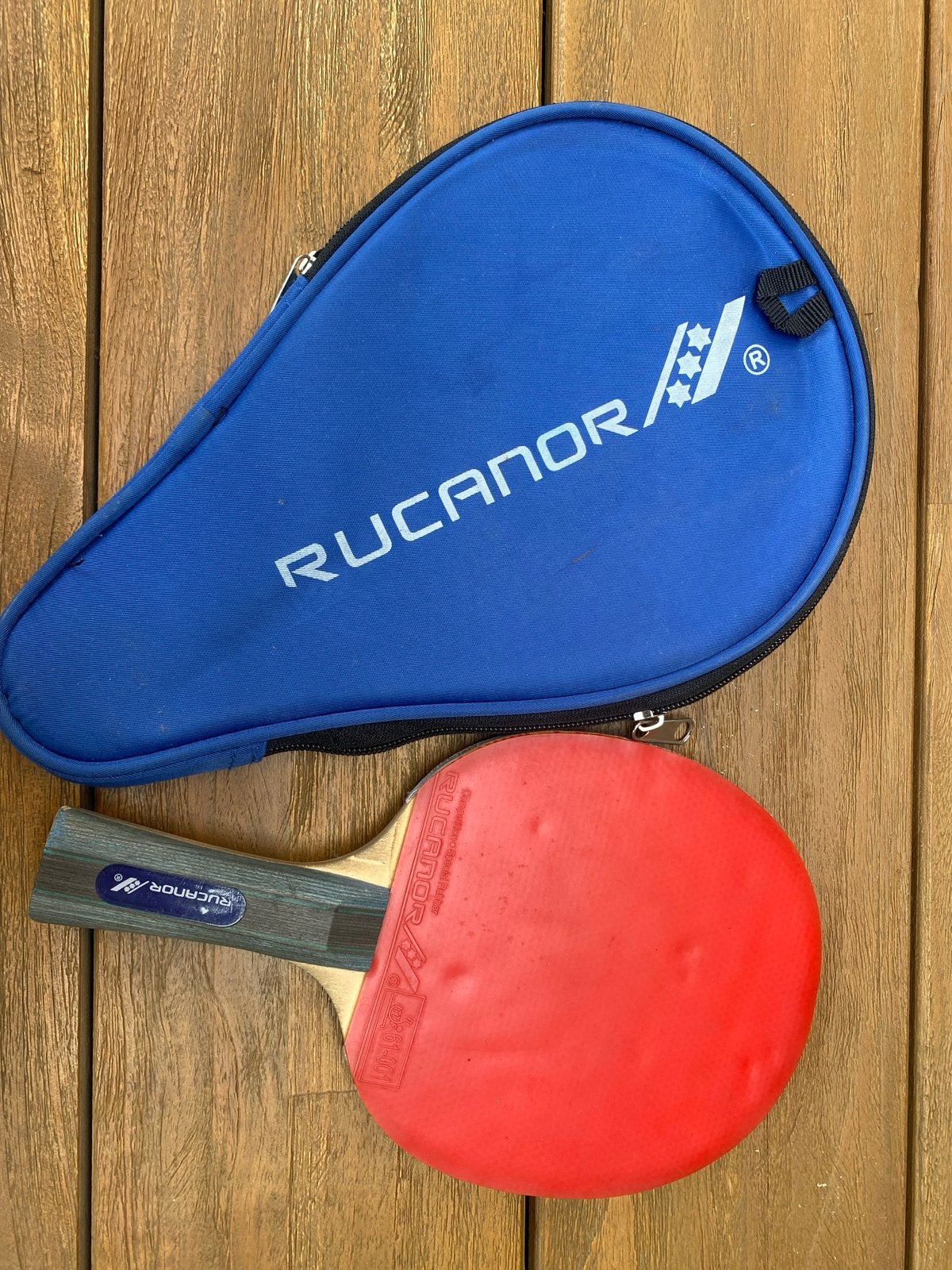 Rucanor Tafeltennisbatje met hoesje, Ophalen of Verzenden, Gebruikt, Net, Batje(s) of Balletje(s)