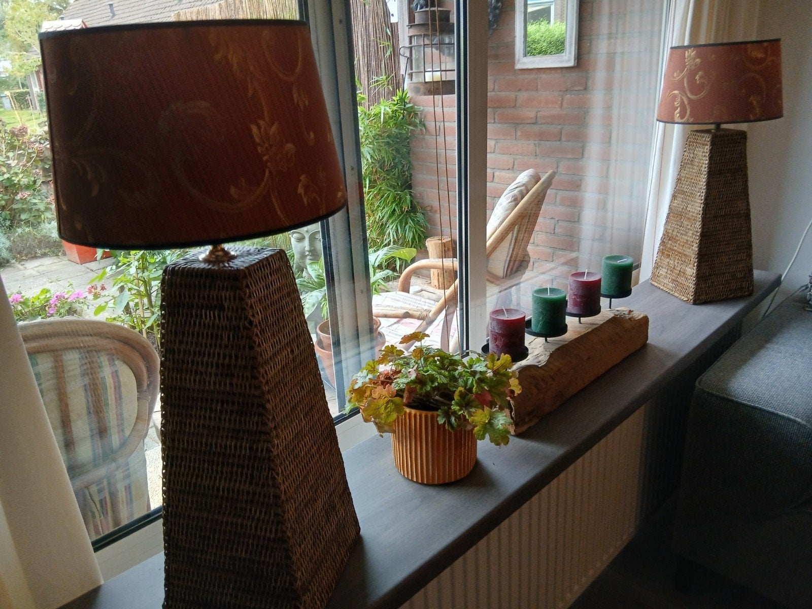 schemerlampen, Huis en Inrichting, Gebruikt, Natuurlijk materiaal, Vierkant, 18 cm