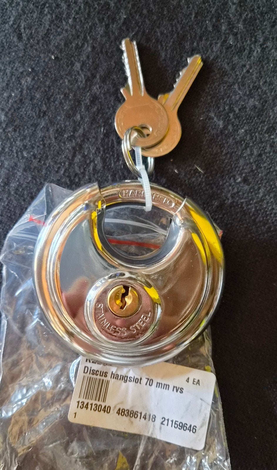 Discus hangslot 70 mm  - Nieuw, Ophalen of Verzenden, Nieuw, Rvs, Slot