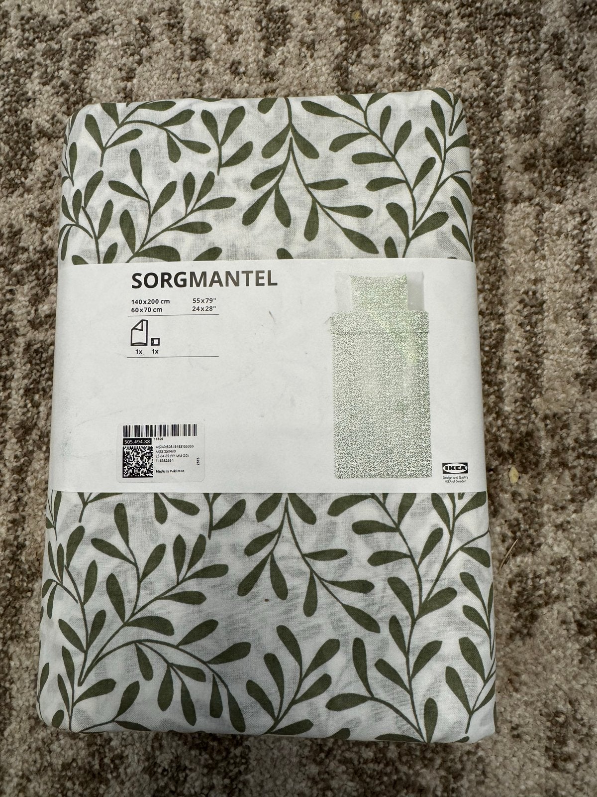 IKEA SORGMENTEL Dekbedovertrekset 140x200 cm - Nieuw, Eenpersoons, Wit, Dekbedovertrek, Katoen