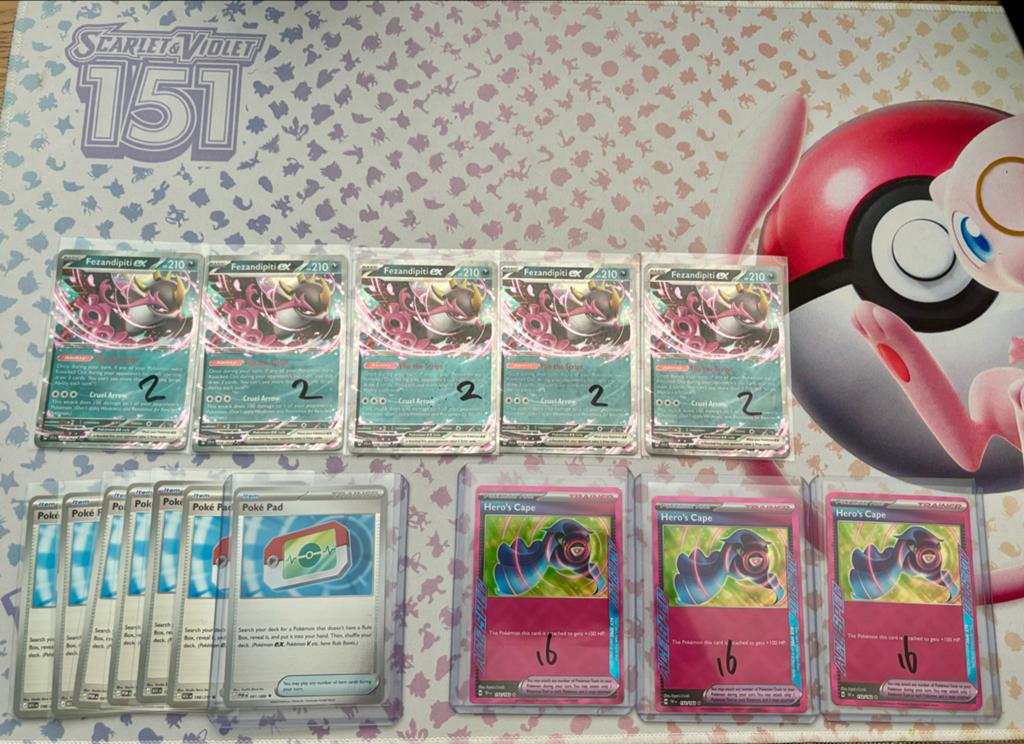 Pokémon TCG Kaarten - Fezandipiti ex, Poké Pad, heroes cape, Ophalen of Verzenden, Zo goed als nieuw, Meerdere kaarten