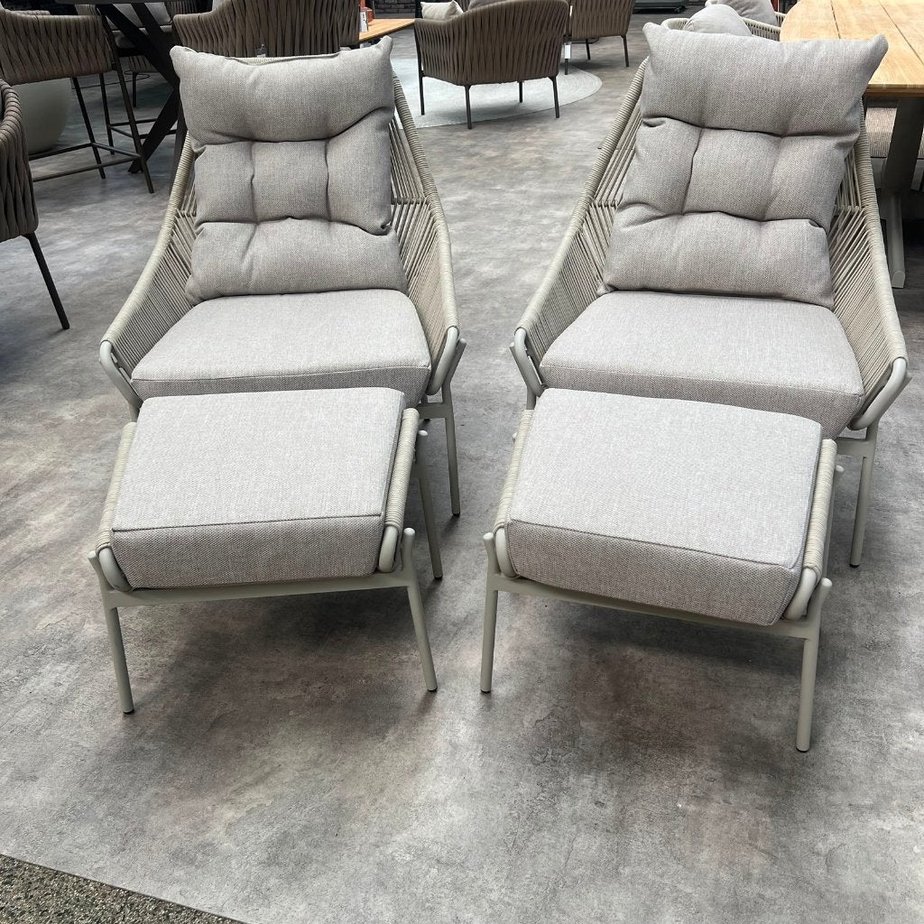 Nogales Loungestoel en Voetenbank | Showroommodel, Tuin en Terras, Tuinstoelen, Ophalen, Zo goed als nieuw, Aluminium