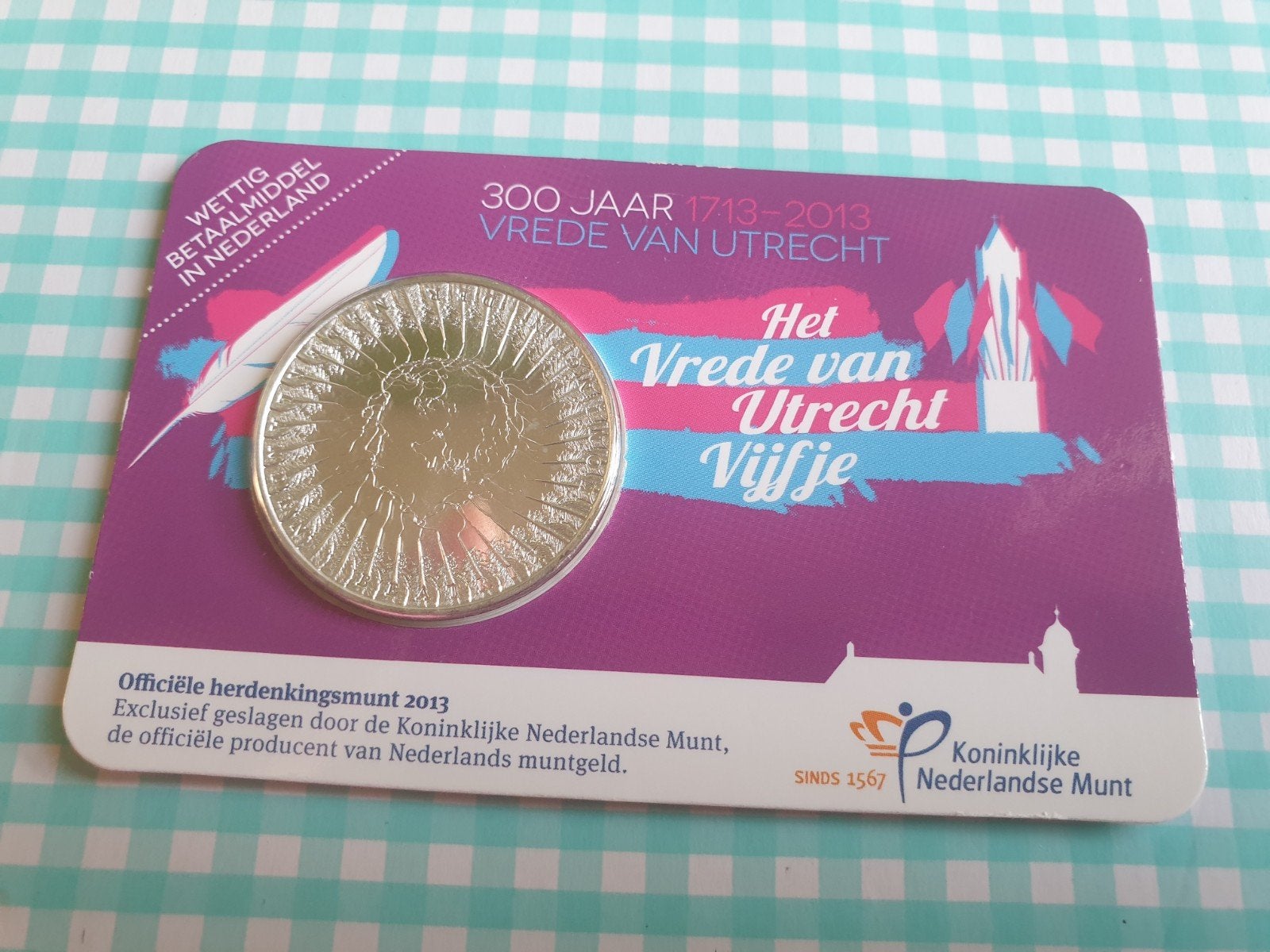 5 euro coincard Vrede van Utrecht Vijfje 2013, Postzegels en Munten, Munten | Nederland, Ophalen of Verzenden, Koningin Beatrix