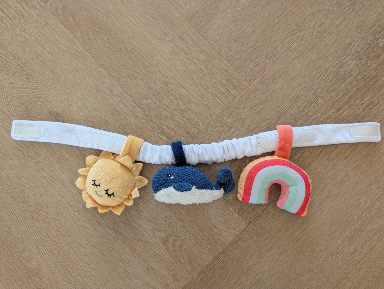 Hema wagenspanner met 3 speeltjes en spiegeltje, Ophalen of Verzenden, Gebruikt, Overige typen