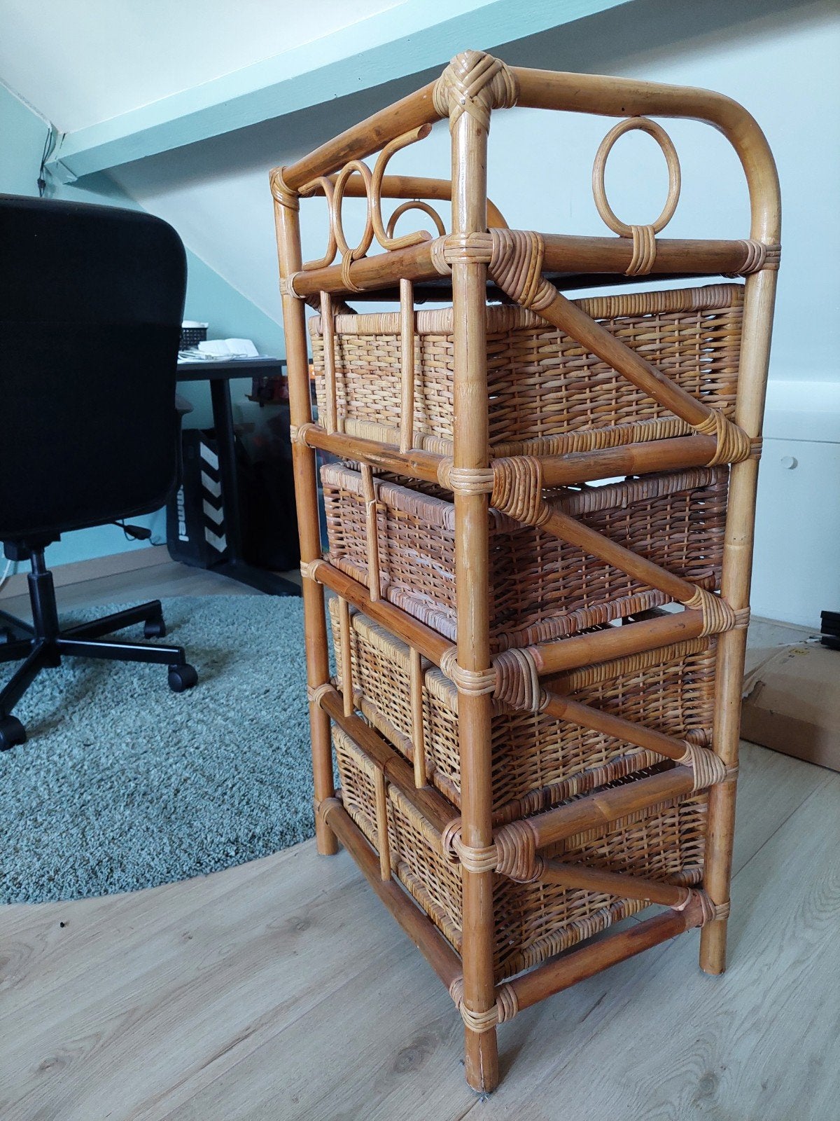Rotan ladekastje met 4 lades, Huis en Inrichting, Kasten | Ladekasten, Ophalen, Gebruikt, 100 tot 150 cm, 50 tot 100 cm
