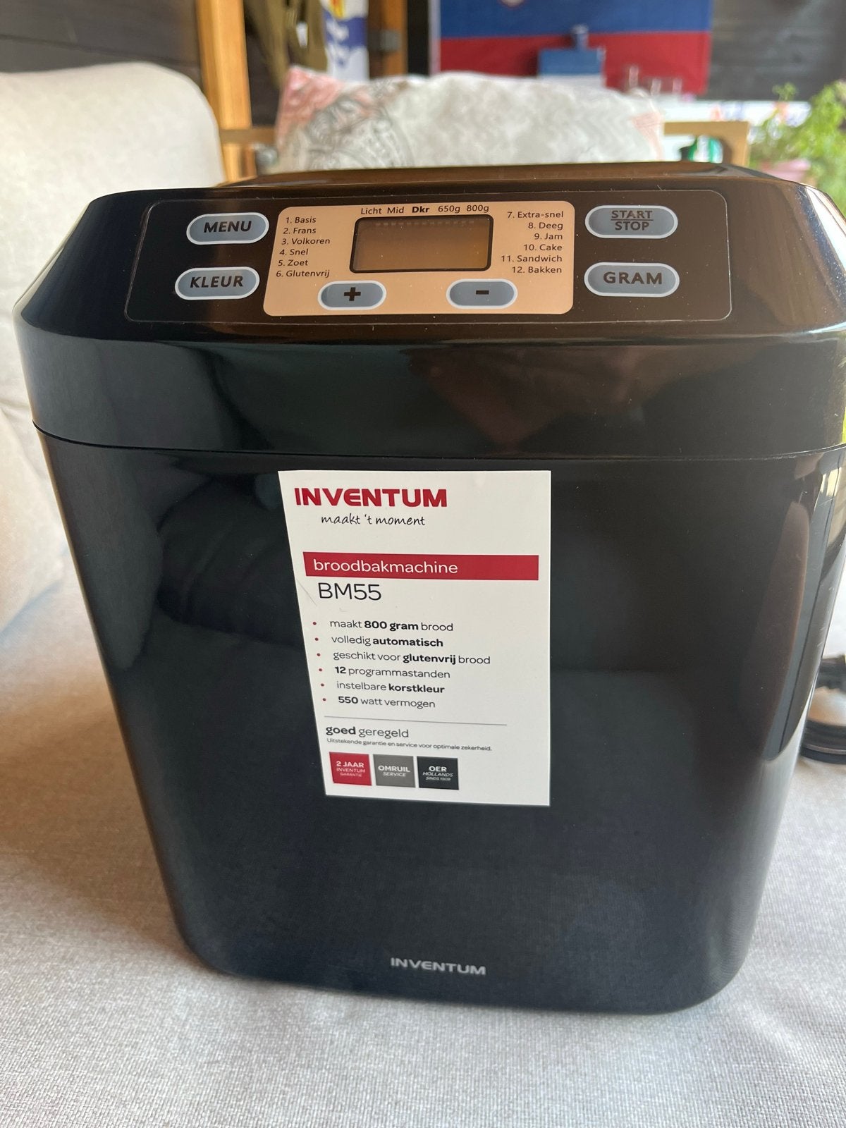 Inventum BM55 Broodbakmachine - Zo goed als nieuw, Met timer, Verzenden, Zo goed als nieuw, 400 tot 800 gram deeg