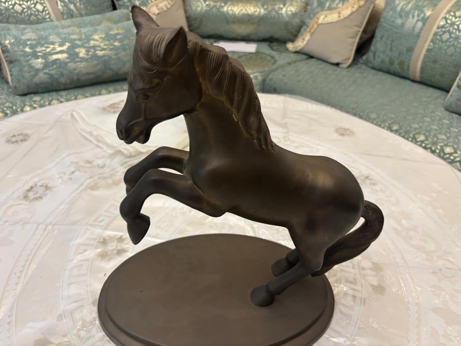 Bronzen paard sculptuur op sokkel, Antiek en Kunst, Kunst | Beelden en Houtsnijwerken, Ophalen of Verzenden, 20 - 50 cm, Op sokkel
