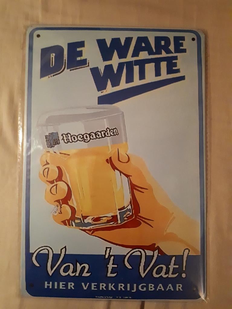 Hoegaarden 20x30 cm Metalen Reclamebord, Ophalen of Verzenden, Nieuw, Reclamebord, Plaat of Schild, Overige merken